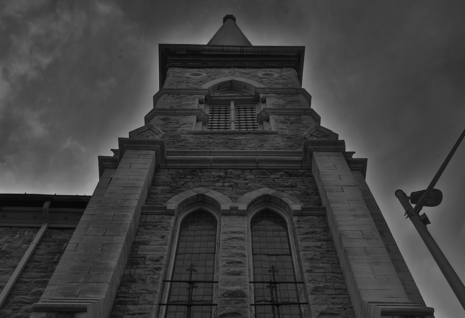 Black and White photo of a church